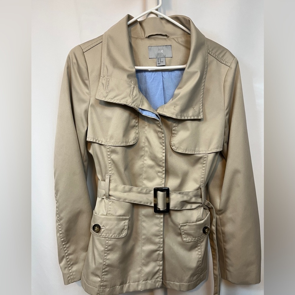 H&M Tan Coat with Belt and Lining Size 10 - Picture 9 of 12